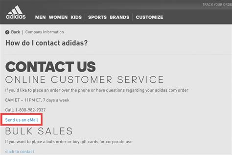 adidas contact information.